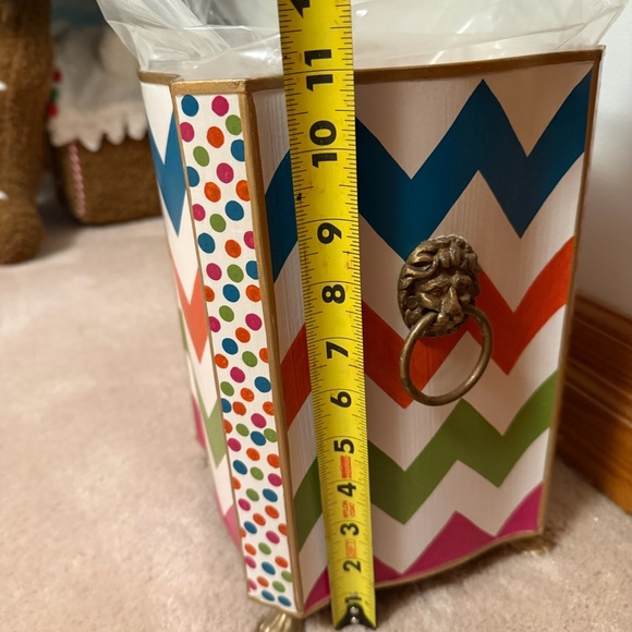 Mackenzie-Childs Trampoline Waste Bin Storage Container (White) - Picture 3 of 4